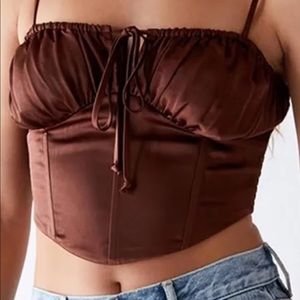 Kendall & Kylie silky brown corset top - xs